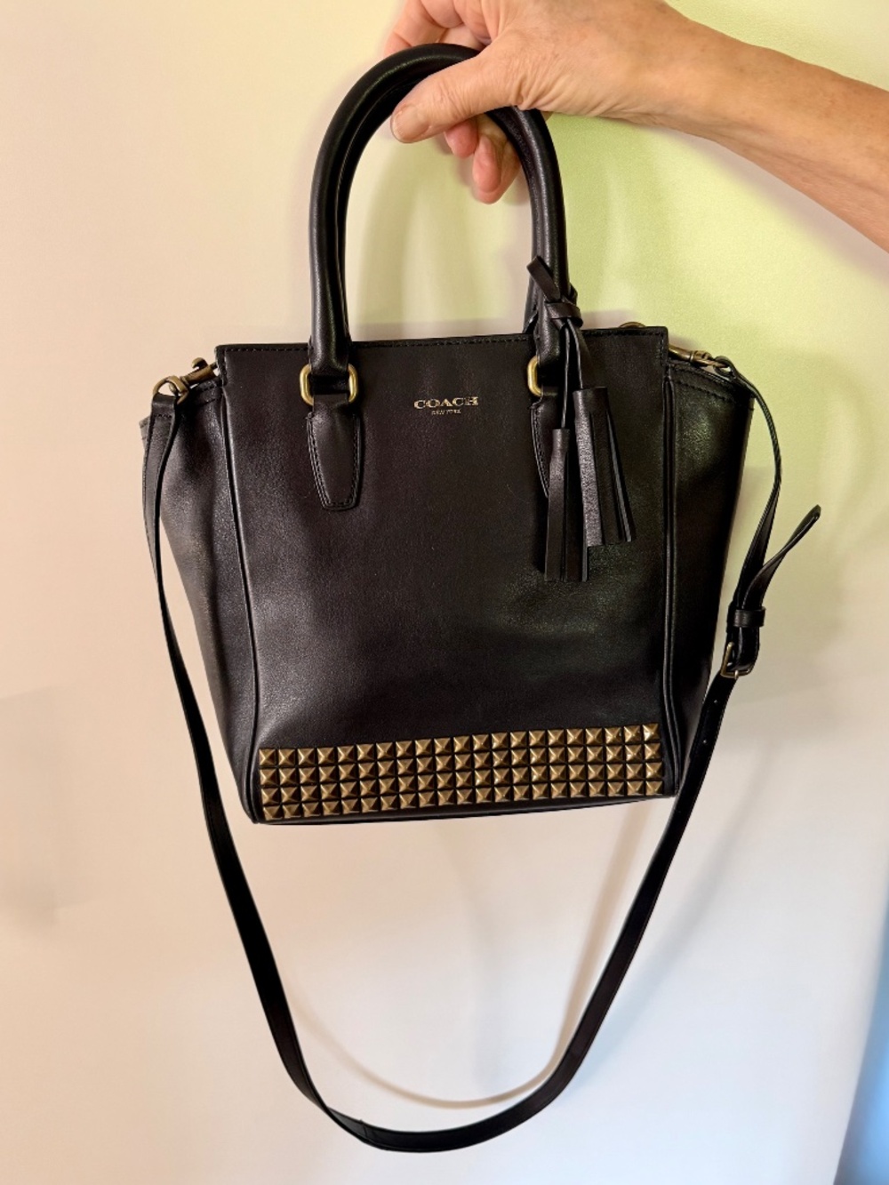 Coach Legacy Studded Mini Tanner Black Leather Crossbody Satchel Bag - Picture 13 of 13